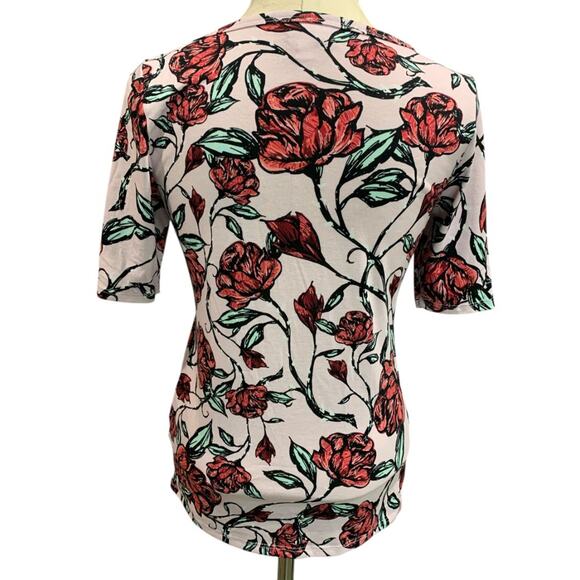 Size Small LulaRoe Womens Rose Print Tshirt Short Sleeve - Picture 4 of 7